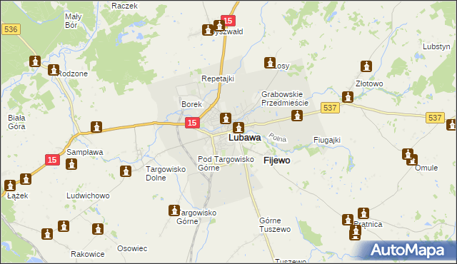 mapa Lubawa, Lubawa na mapie Targeo