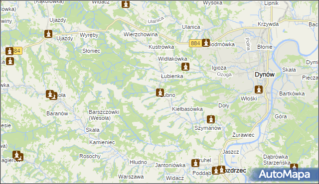 mapa Łubno gmina Dynów, Łubno gmina Dynów na mapie Targeo