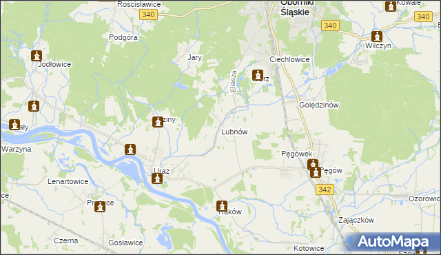 mapa Lubnów gmina Oborniki Śląskie, Lubnów gmina Oborniki Śląskie na mapie Targeo