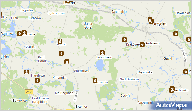 mapa Lubodzież, Lubodzież na mapie Targeo