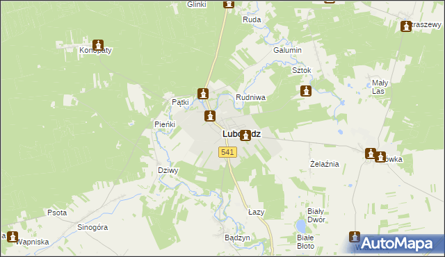 mapa Lubowidz powiat żuromiński, Lubowidz powiat żuromiński na mapie Targeo