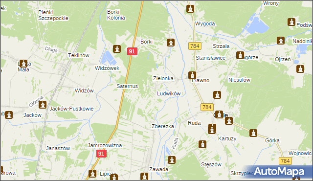 mapa Ludwików gmina Gidle, Ludwików gmina Gidle na mapie Targeo