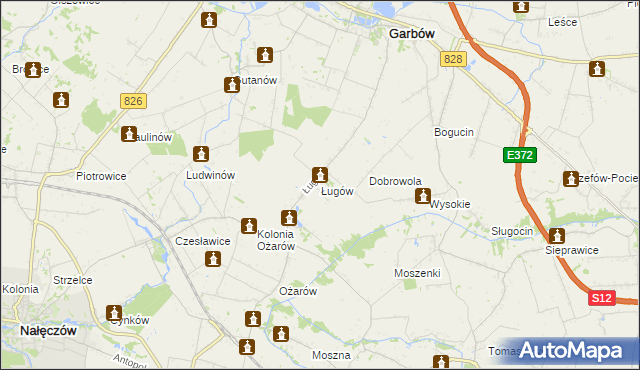 mapa Ługów gmina Jastków, Ługów gmina Jastków na mapie Targeo
