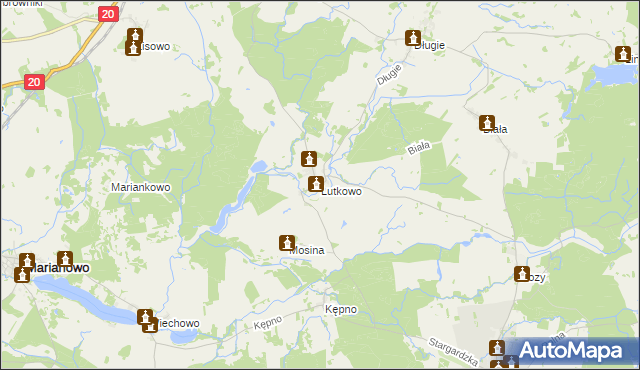 mapa Lutkowo gmina Dobrzany, Lutkowo gmina Dobrzany na mapie Targeo