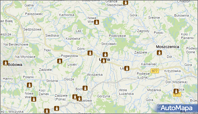 mapa Łużna, Łużna na mapie Targeo