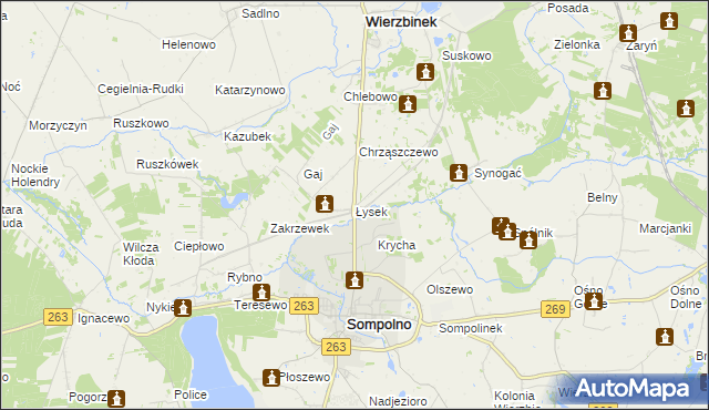 mapa Łysek, Łysek na mapie Targeo