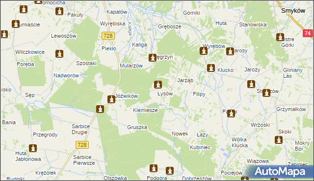 mapa Łysów gmina Radoszyce, Łysów gmina Radoszyce na mapie Targeo