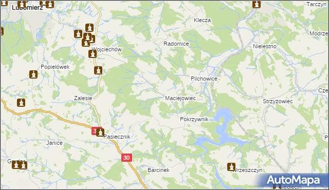 mapa Maciejowiec, Maciejowiec na mapie Targeo