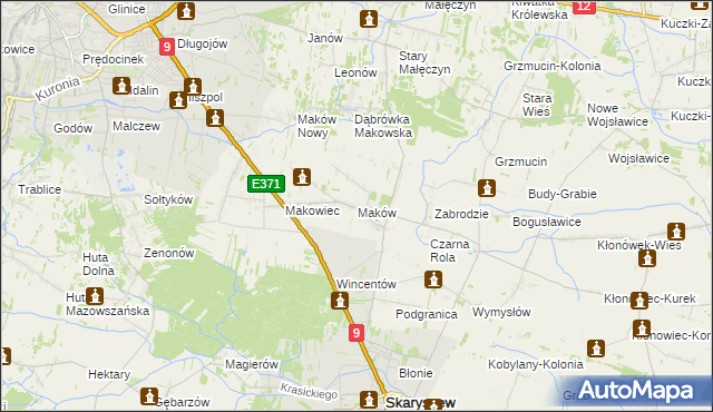 mapa Maków gmina Skaryszew, Maków gmina Skaryszew na mapie Targeo