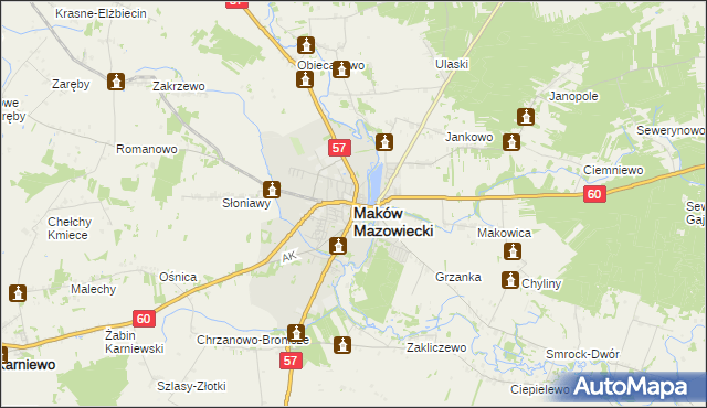 mapa Maków Mazowiecki, Maków Mazowiecki na mapie Targeo