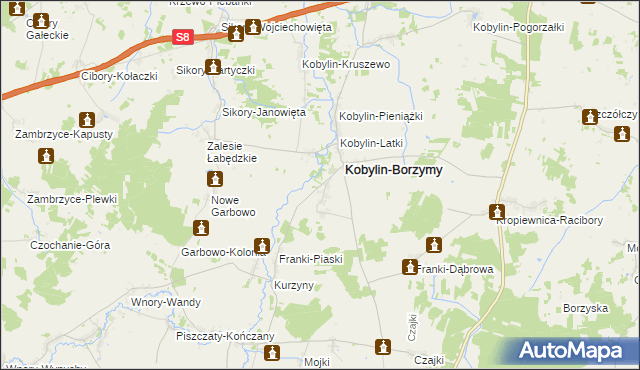 mapa Makowo gmina Kobylin-Borzymy, Makowo gmina Kobylin-Borzymy na mapie Targeo