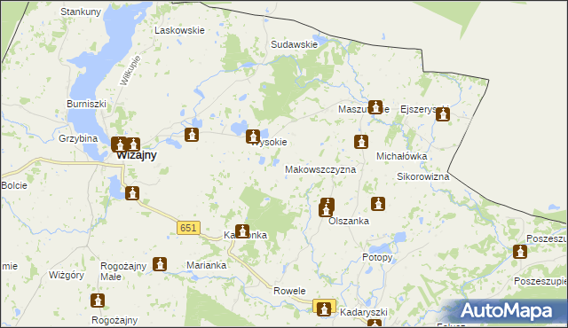 mapa Makowszczyzna gmina Wiżajny, Makowszczyzna gmina Wiżajny na mapie Targeo