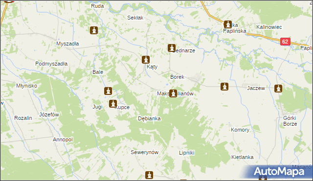 mapa Maksymilianów gmina Korytnica, Maksymilianów gmina Korytnica na mapie Targeo