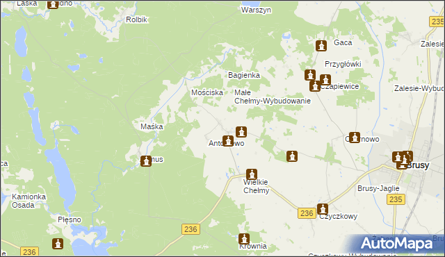 mapa Małe Chełmy, Małe Chełmy na mapie Targeo