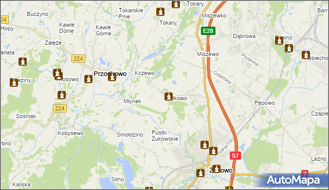 mapa Małkowo, Małkowo na mapie Targeo