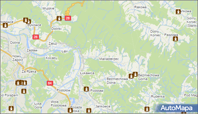 mapa Manasterzec, Manasterzec na mapie Targeo