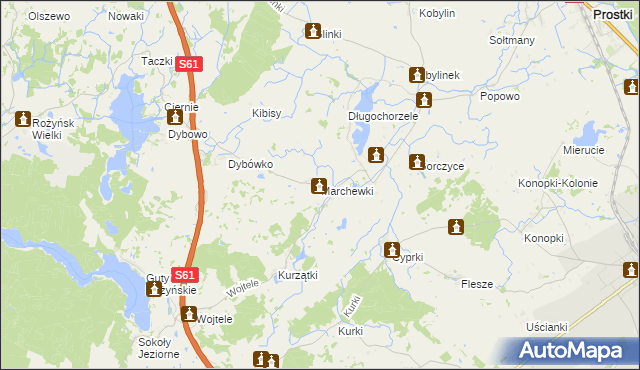 mapa Marchewki gmina Prostki, Marchewki gmina Prostki na mapie Targeo