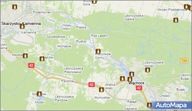 mapa Marcinków gmina Wąchock, Marcinków gmina Wąchock na mapie Targeo
