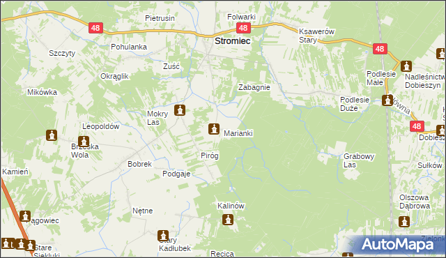 mapa Marianki gmina Stromiec, Marianki gmina Stromiec na mapie Targeo