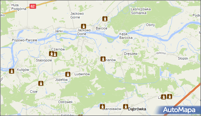 mapa Marianów gmina Dąbrówka, Marianów gmina Dąbrówka na mapie Targeo