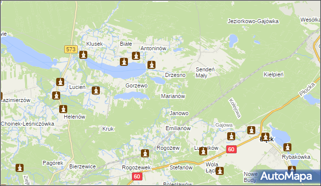 mapa Marianów gmina Gostynin, Marianów gmina Gostynin na mapie Targeo