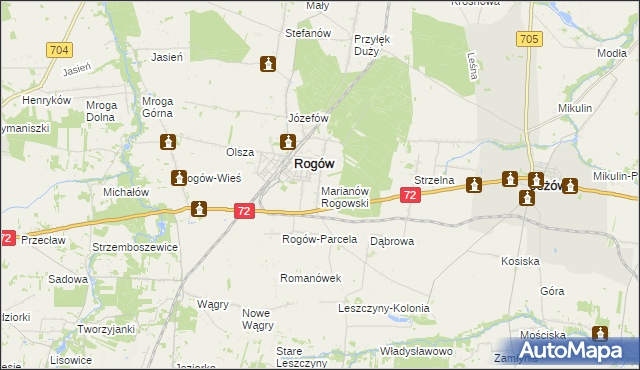 mapa Marianów Rogowski, Marianów Rogowski na mapie Targeo
