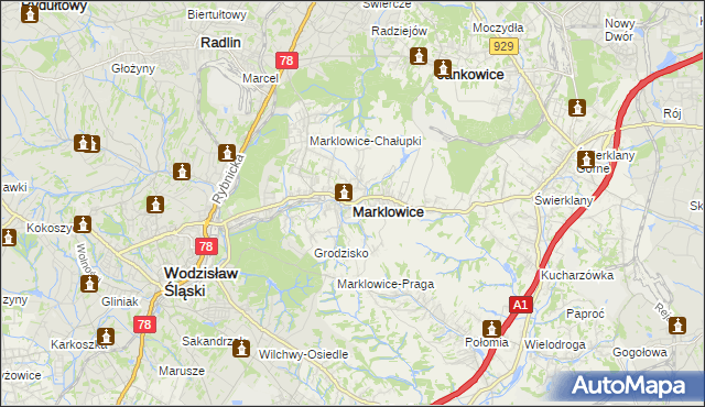 mapa Marklowice, Marklowice na mapie Targeo