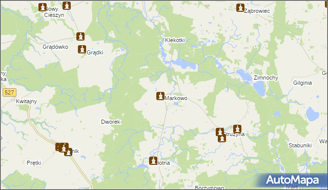 mapa Markowo gmina Morąg, Markowo gmina Morąg na mapie Targeo