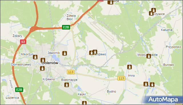 mapa Marszewo gmina Goleniów, Marszewo gmina Goleniów na mapie Targeo