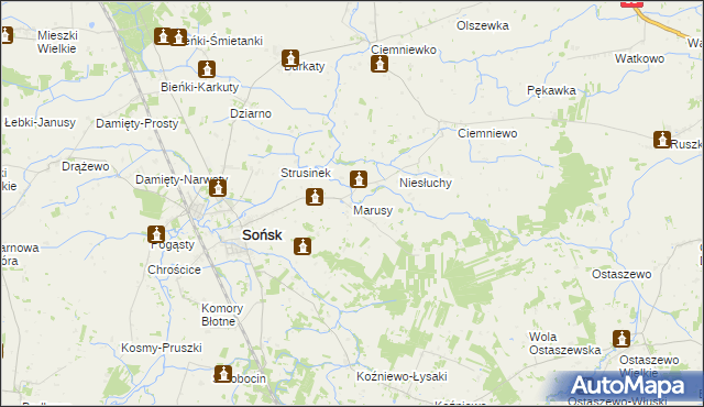 mapa Marusy, Marusy na mapie Targeo