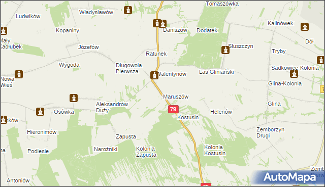 mapa Maruszów gmina Lipsko, Maruszów gmina Lipsko na mapie Targeo