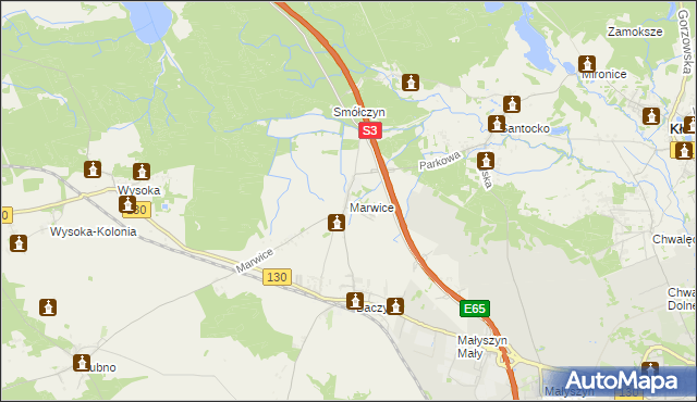mapa Marwice gmina Lubiszyn, Marwice gmina Lubiszyn na mapie Targeo