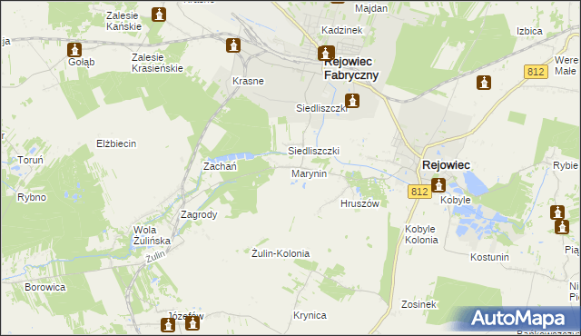 mapa Marynin gmina Rejowiec, Marynin gmina Rejowiec na mapie Targeo