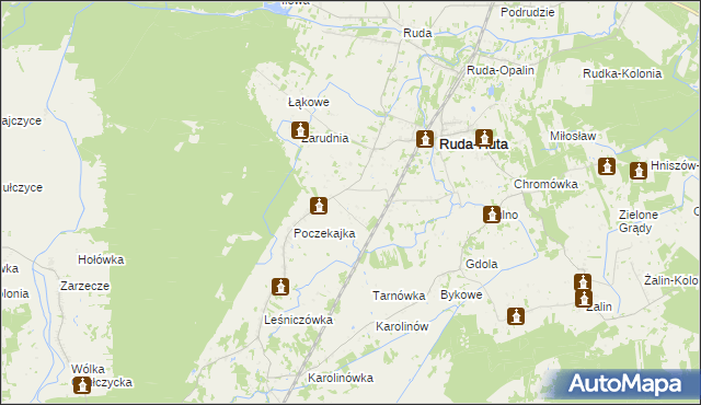 mapa Marynin gmina Ruda-Huta, Marynin gmina Ruda-Huta na mapie Targeo
