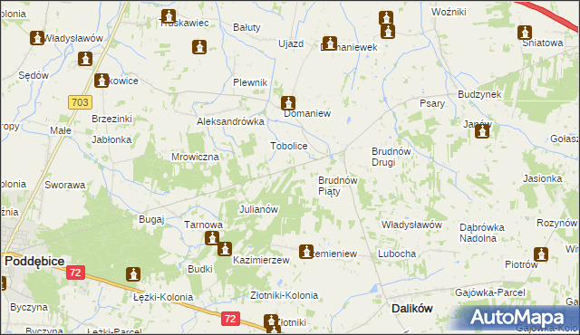 mapa Marysin gmina Dalików, Marysin gmina Dalików na mapie Targeo