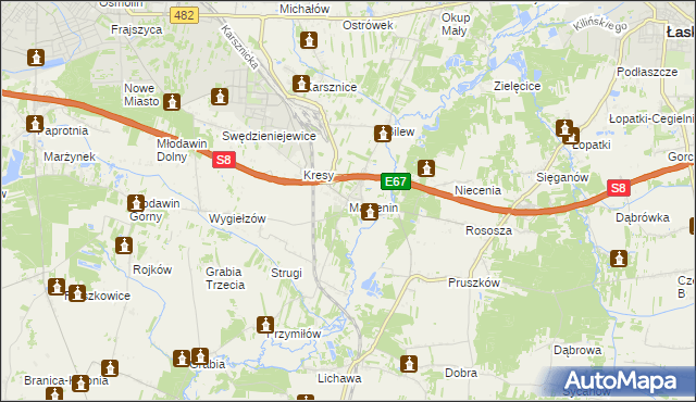 mapa Marzenin gmina Sędziejowice, Marzenin gmina Sędziejowice na mapie Targeo