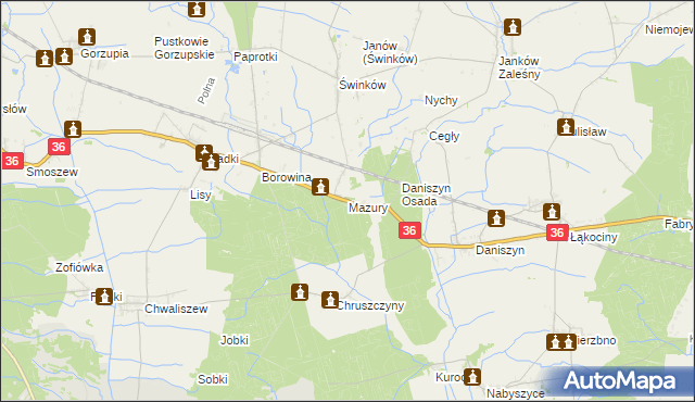 mapa Mazury gmina Ostrów Wielkopolski, Mazury gmina Ostrów Wielkopolski na mapie Targeo
