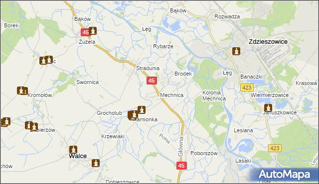 mapa Mechnica, Mechnica na mapie Targeo