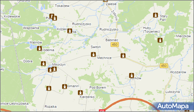 mapa Mechnice gmina Kępno, Mechnice gmina Kępno na mapie Targeo