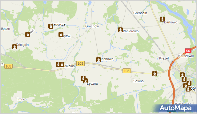 mapa Mechowo gmina Płoty, Mechowo gmina Płoty na mapie Targeo
