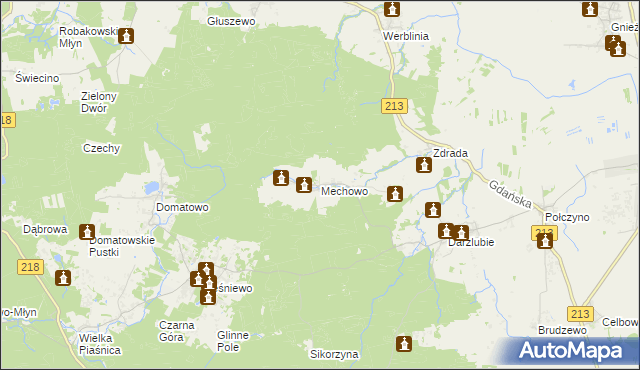 mapa Mechowo gmina Puck, Mechowo gmina Puck na mapie Targeo