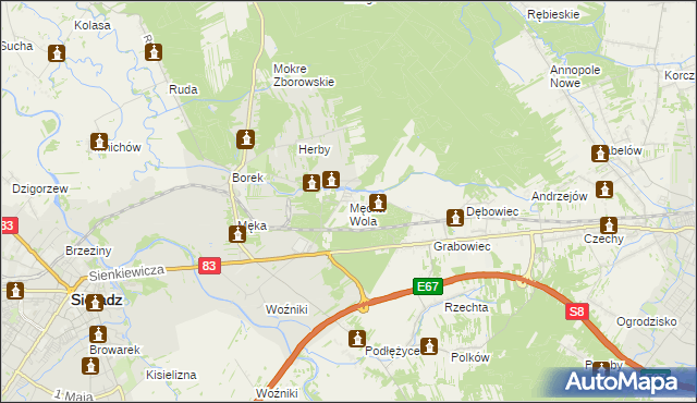 mapa Męcka Wola, Męcka Wola na mapie Targeo