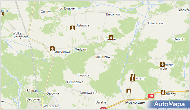 mapa Mękarzów, Mękarzów na mapie Targeo