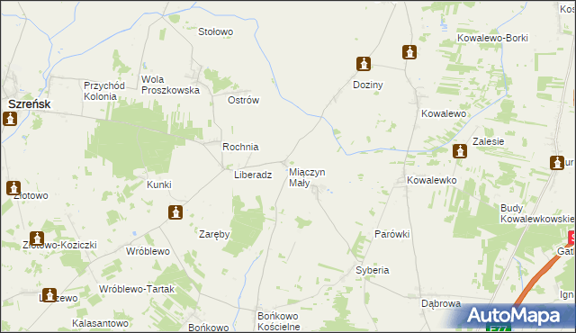 mapa Miączyn Mały, Miączyn Mały na mapie Targeo
