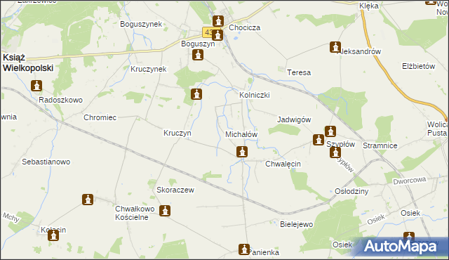 mapa Michałów gmina Nowe Miasto nad Wartą, Michałów gmina Nowe Miasto nad Wartą na mapie Targeo