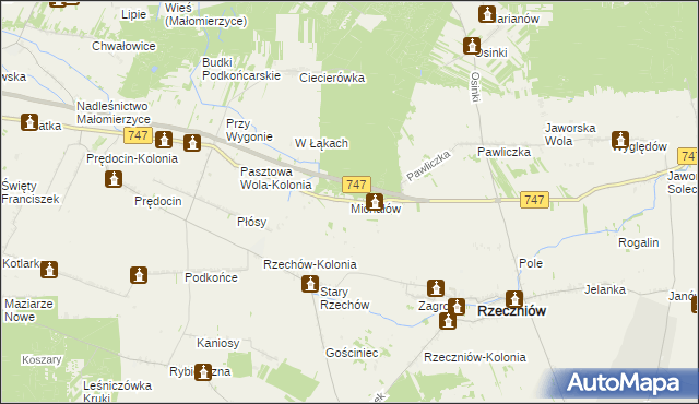 mapa Michałów gmina Rzeczniów, Michałów gmina Rzeczniów na mapie Targeo