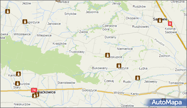 mapa Michałów gmina Sadowie, Michałów gmina Sadowie na mapie Targeo