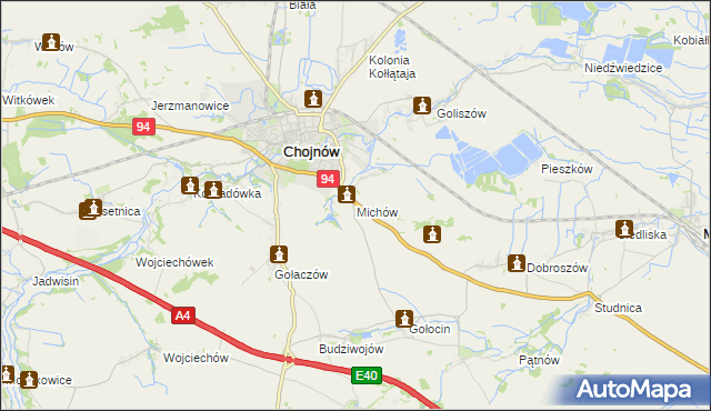 mapa Michów gmina Chojnów, Michów gmina Chojnów na mapie Targeo