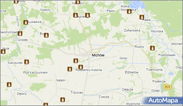 mapa Michów powiat lubartowski, Michów powiat lubartowski na mapie Targeo