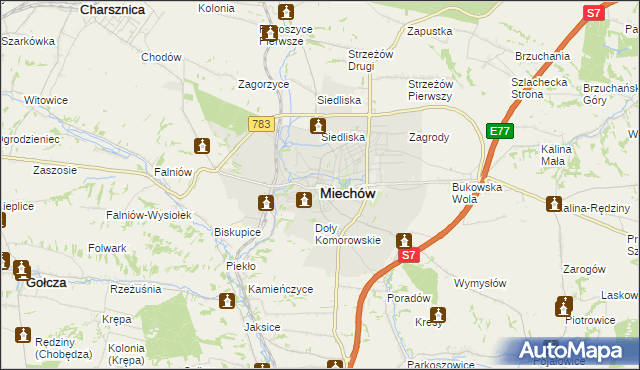 mapa Miechów, Miechów na mapie Targeo